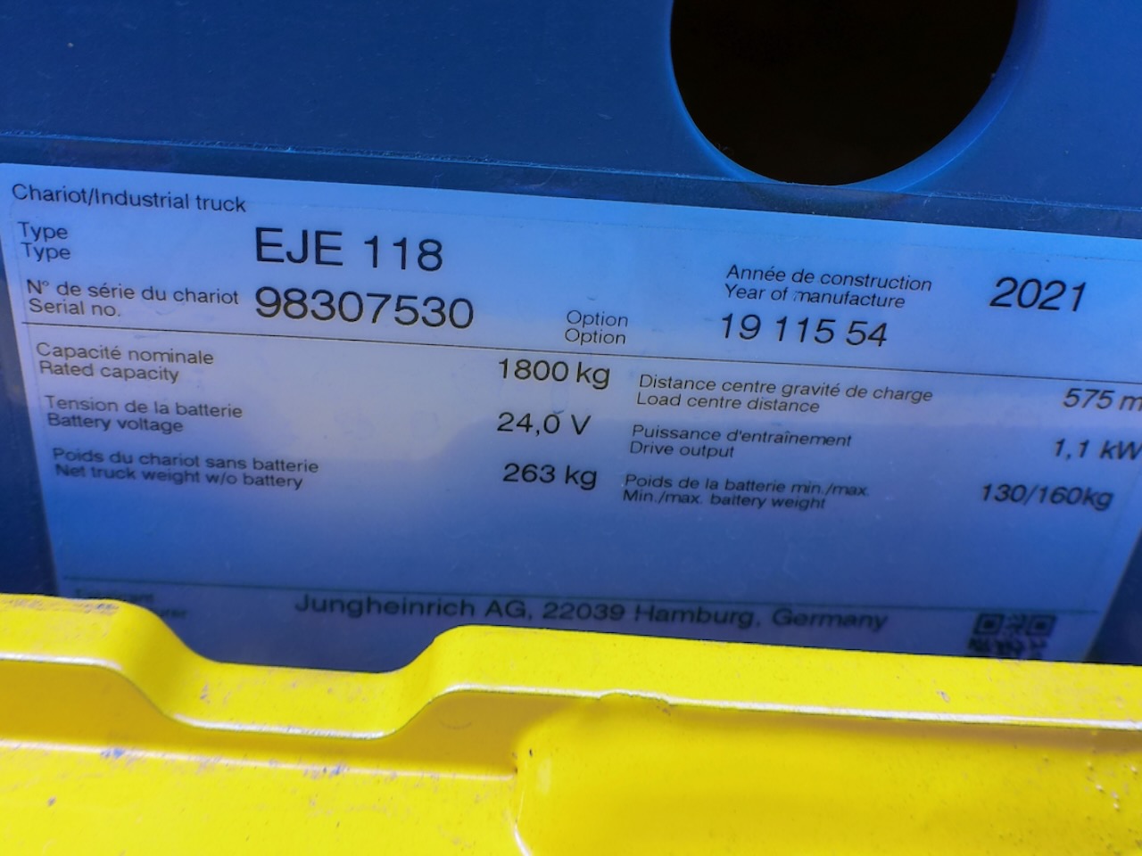 2021 Jungheinrich EJE 118 LI-ION-18048050