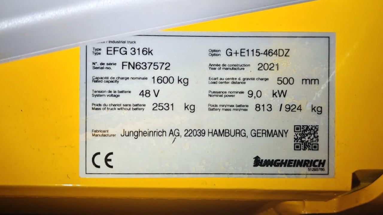 2021 Jungheinrich EFG 316k 464 DZ-47151564